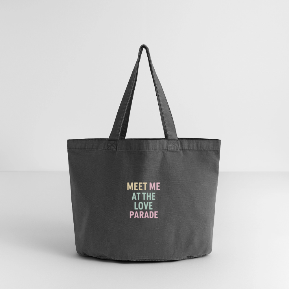 Vintage-Washed Shopper "loveparade" - Vintage Schwarz