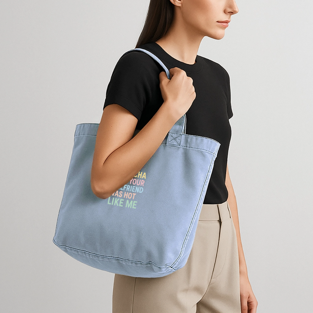 Vintage-Washed Shopper "don't cha" - Vintage Blue