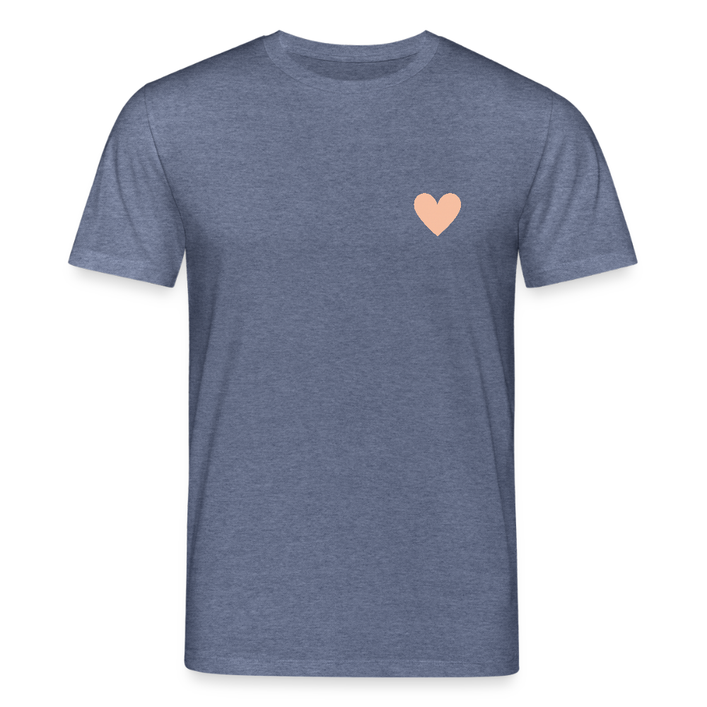 Unisex Bio-T-Shirt "Herz an Herz" - Dunkelblau meliert