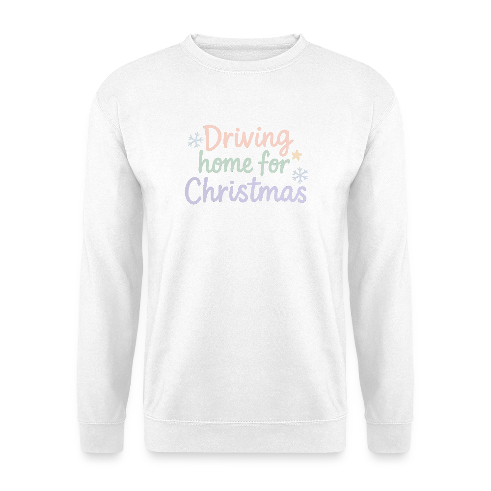 Unisex Pullover "Driving home for Christmas" - Weiß