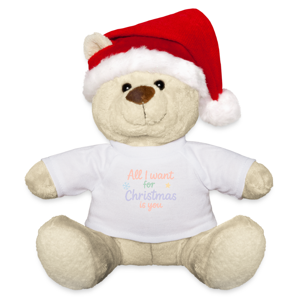 Weihnachtsteddy "All I want for Christmas" - Weiß