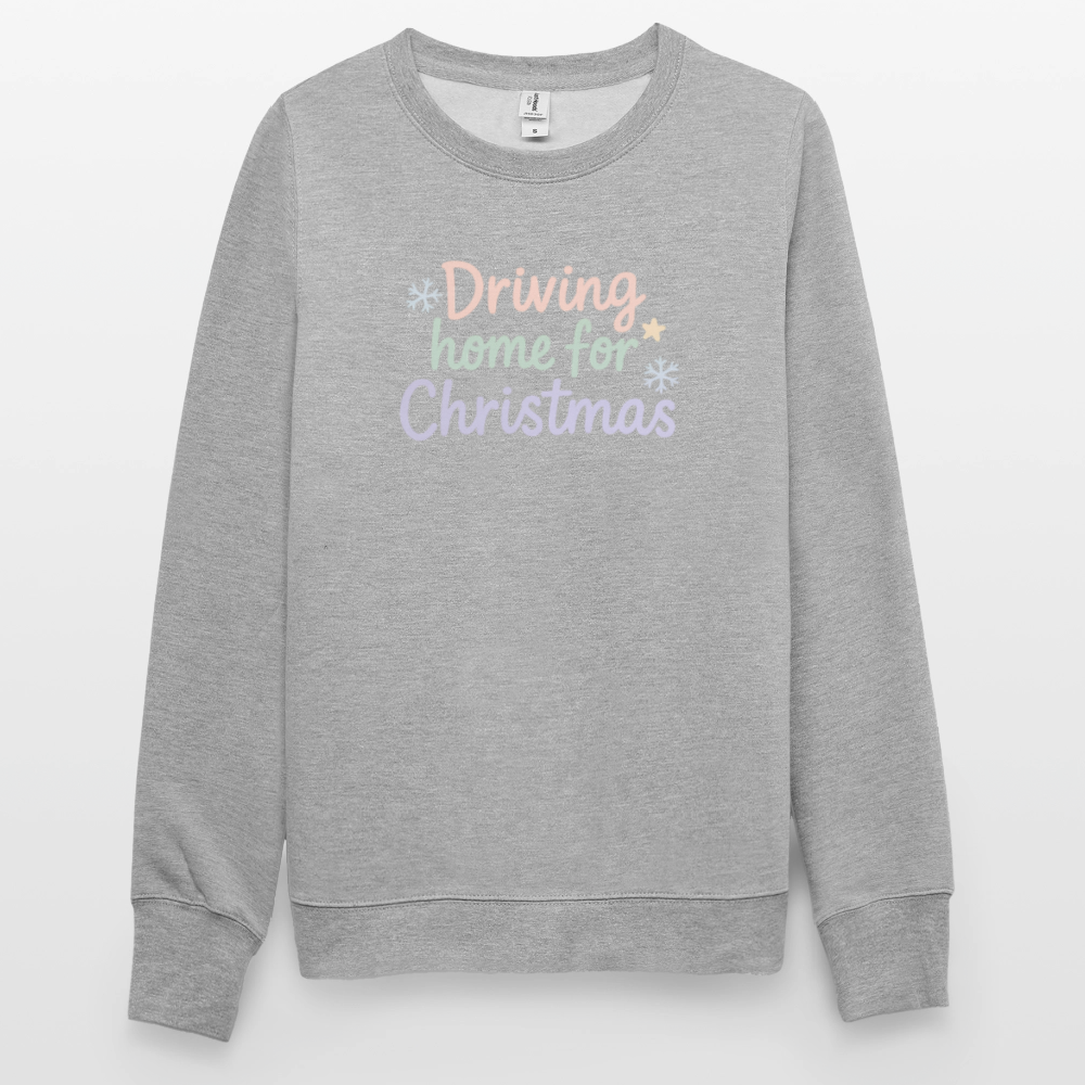 Unisex Pullover "Driving home for Christmas" - Weißgrau meliert