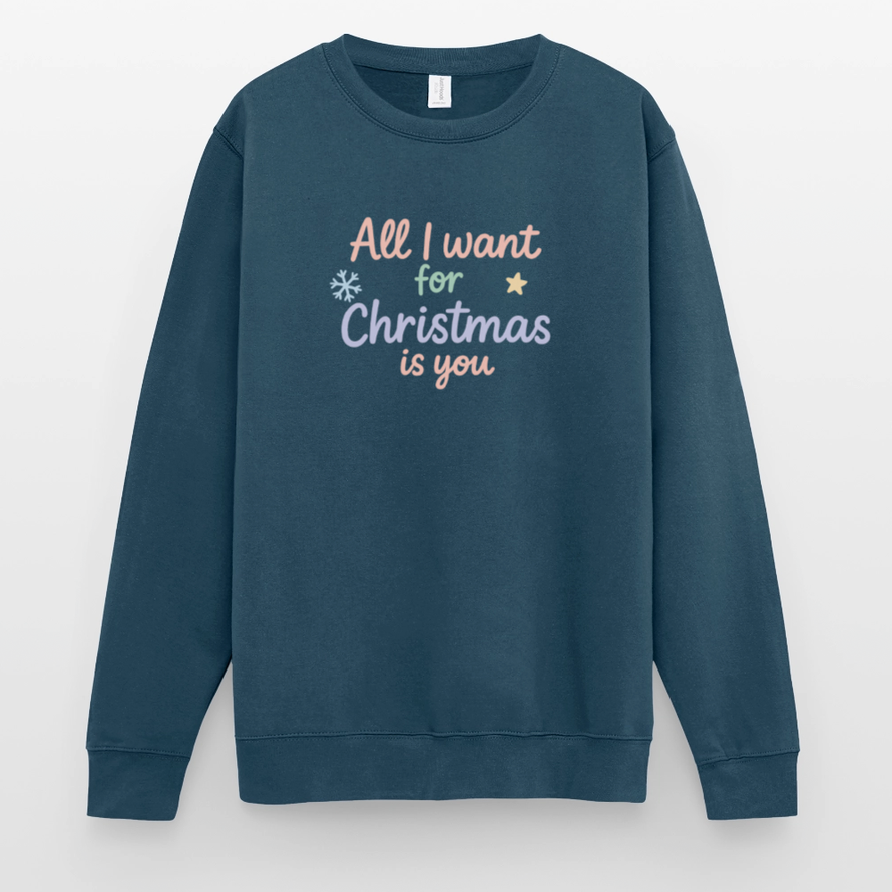 Unisex Pullover "All I want for Christmas" - Indigoblau