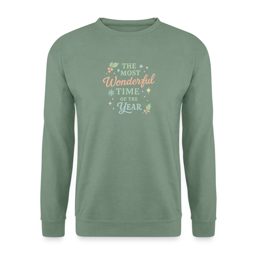 Unisex Pullover "The Most Wonderful Time" - Graugrün