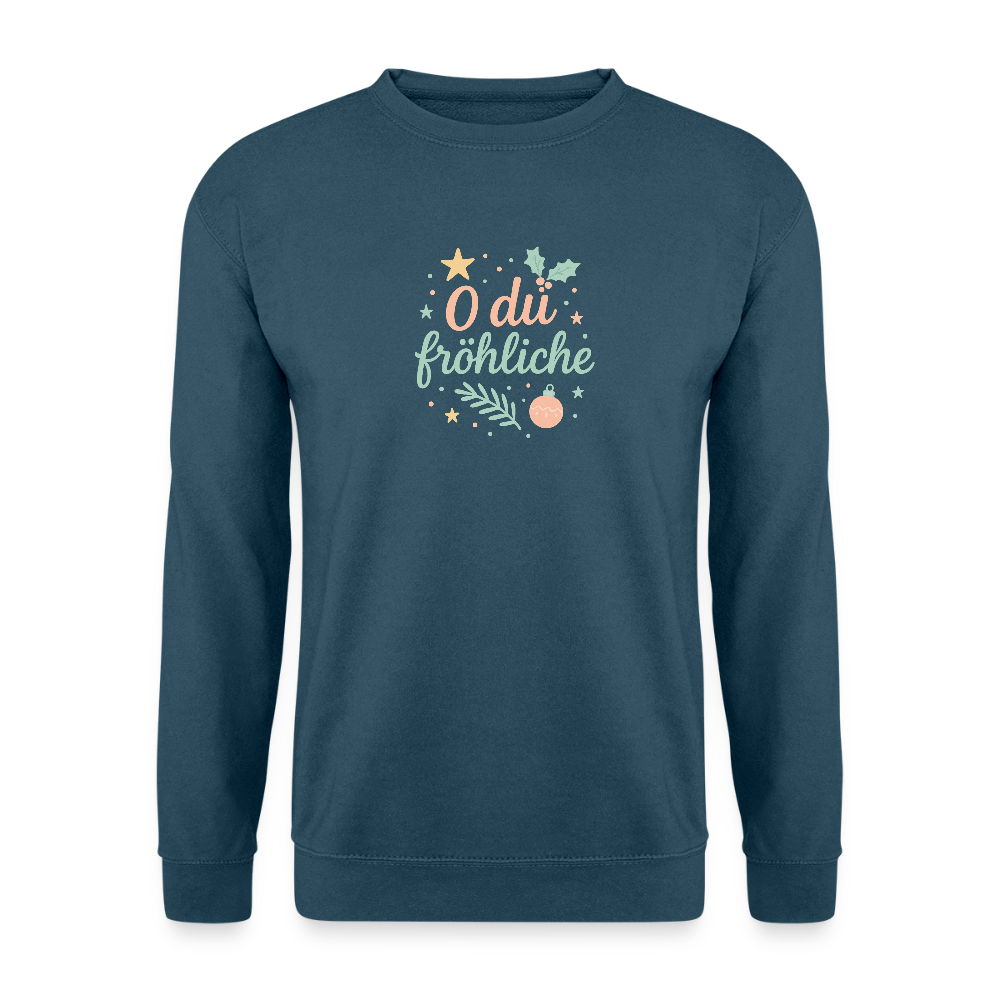 Unisex Pullover "O du fröhliche" - Indigoblau