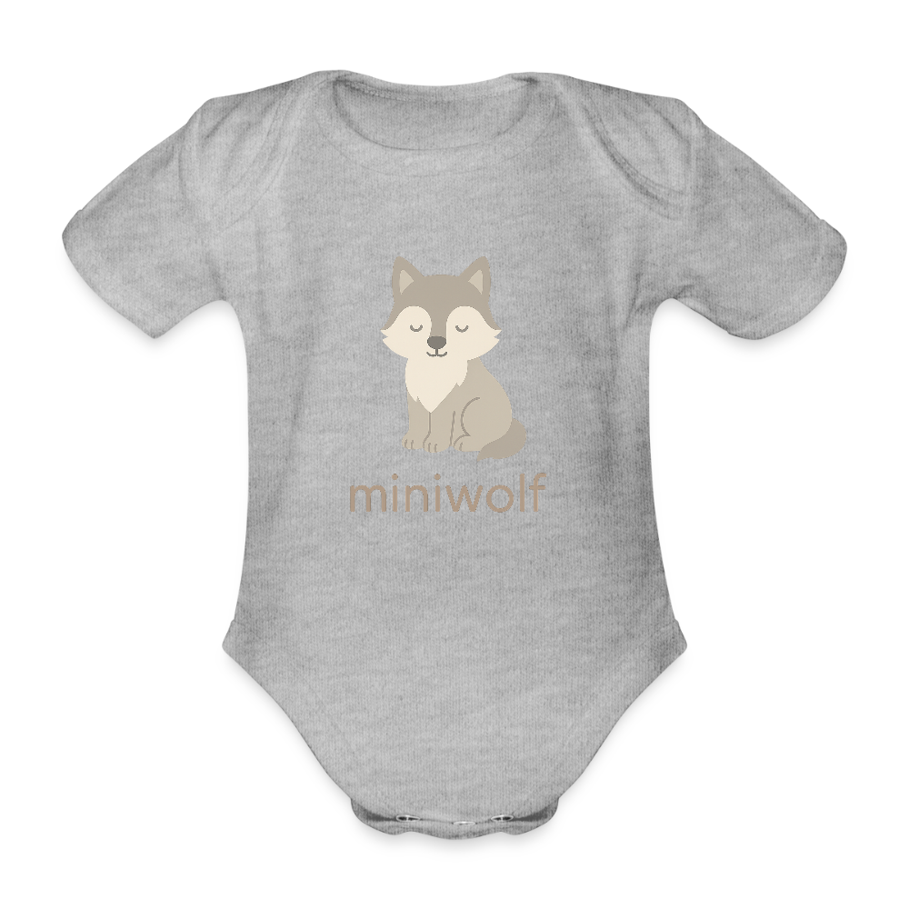 Baby Bio-Kurzarm-Body "Wolf" - Grau meliert