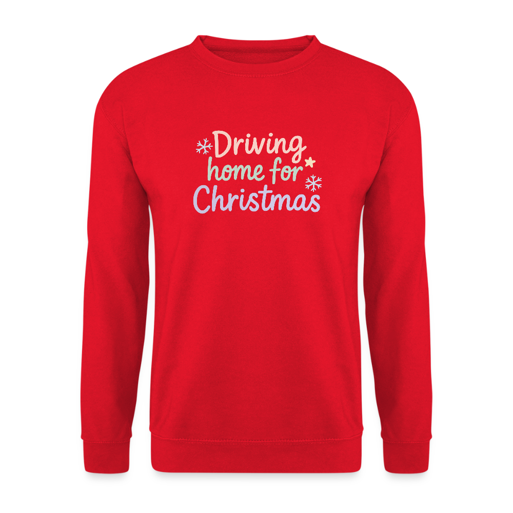 Unisex Pullover "Driving home for Christmas" - Rot