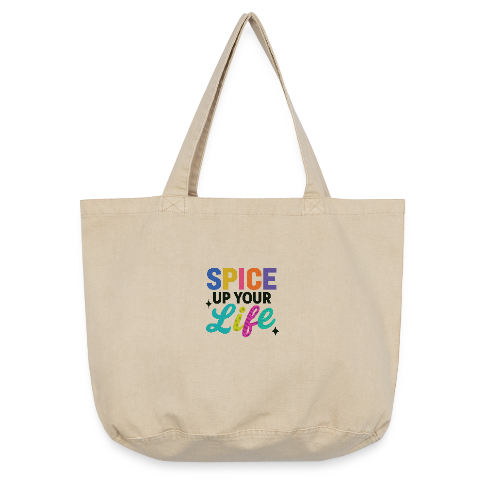 Vintage-Washed Shopper "spice up your life" - Vintage Sand 