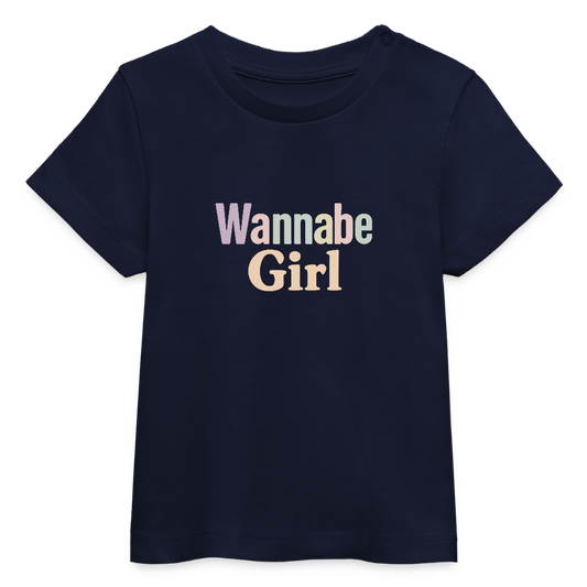 Baby Bio-T-Shirt "Wannabe Girl" - Navy