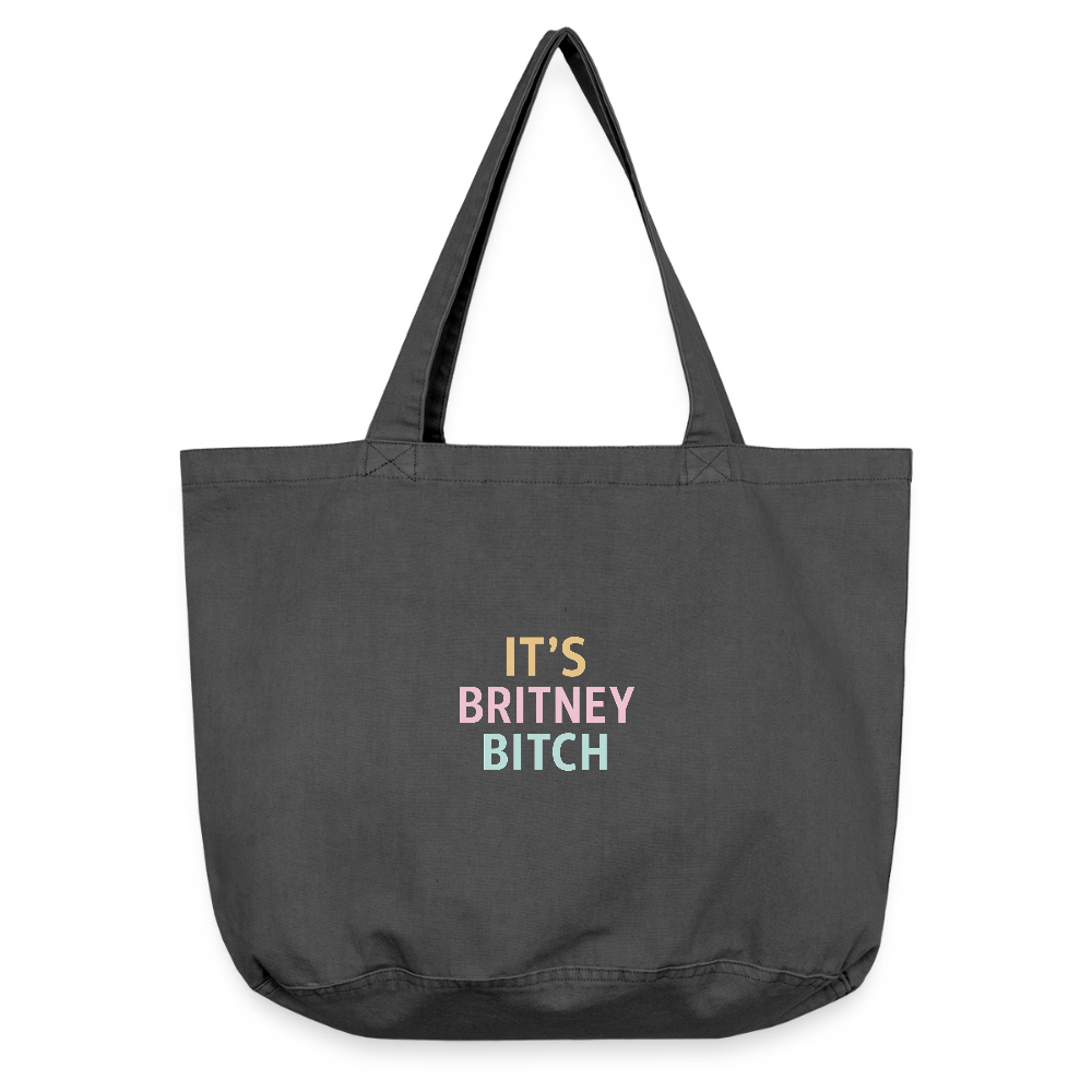 Vintage-Washed Shopper "Britney Bitch" - Vintage Schwarz