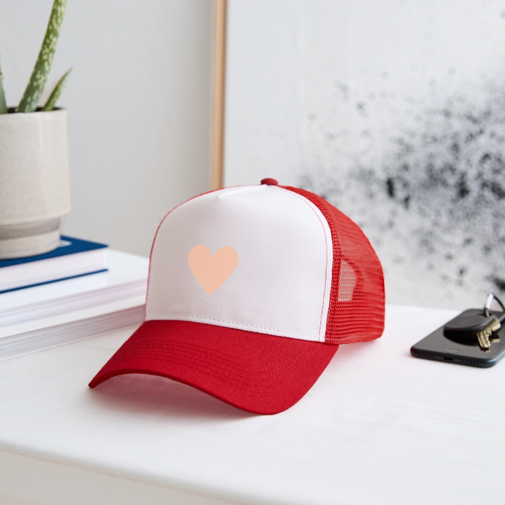 Cap "Herz" - Weiß/Rot