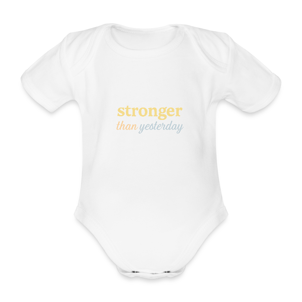Baby Bio-Kurzarm-Body "stronger" - Weiß