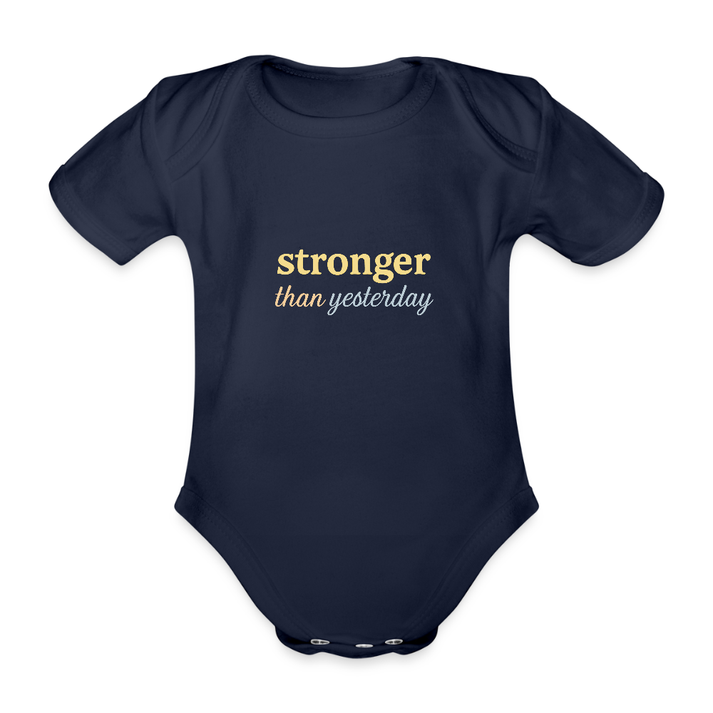 Baby Bio-Kurzarm-Body "stronger" - Dunkelnavy