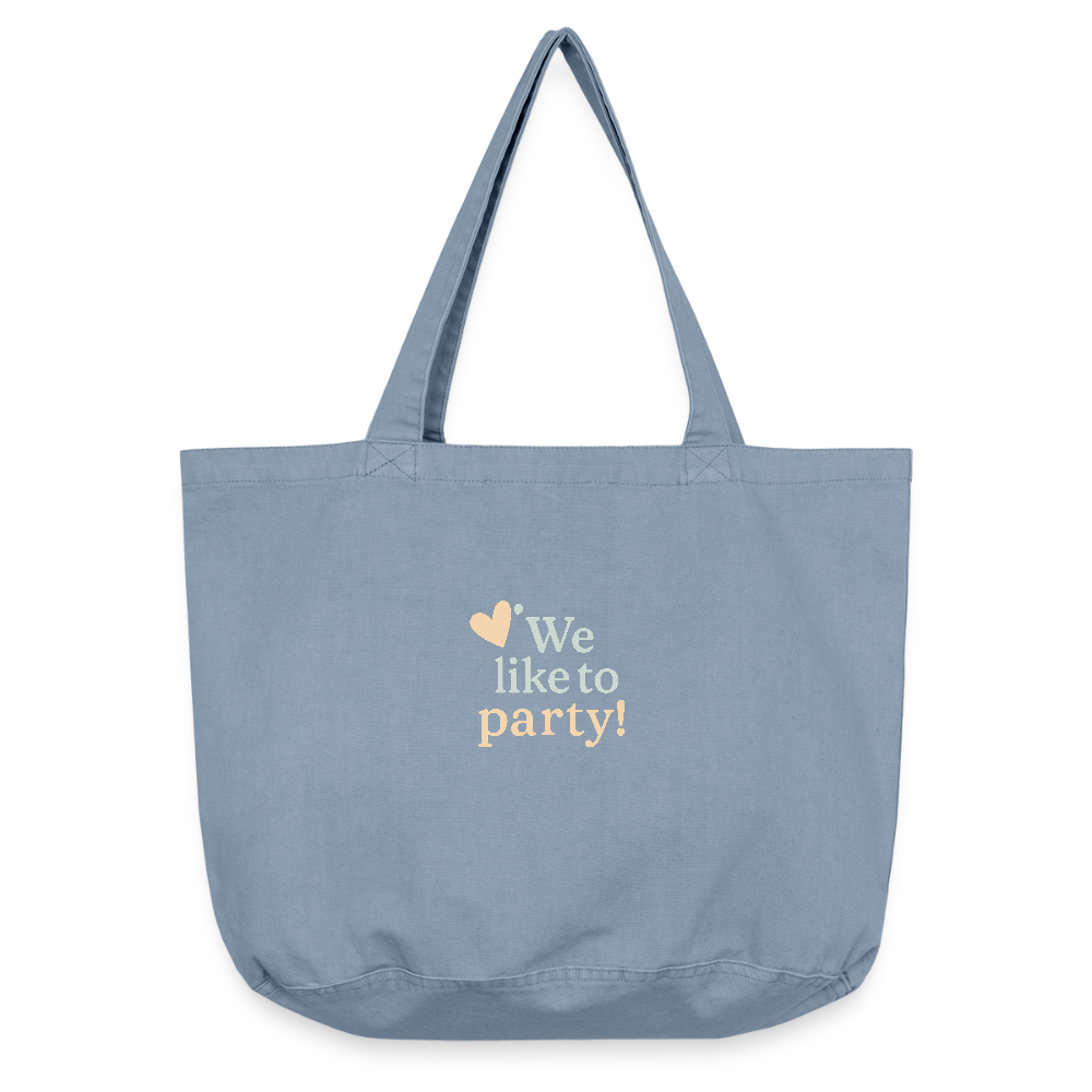 Vintage-Washed Shopper "we like to party" - Vintage Blue