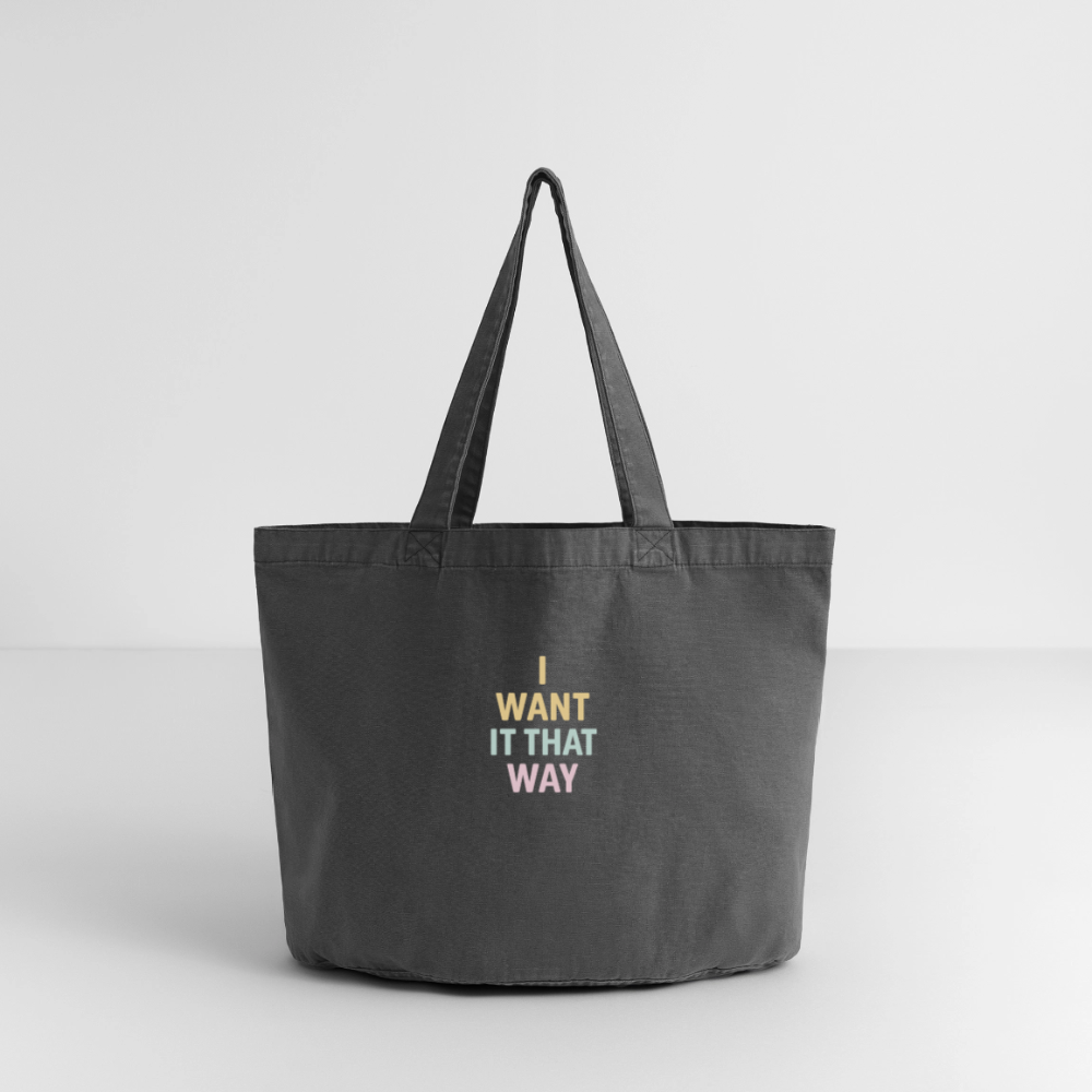 Vintage-Washed Shopper "i want it that way" - Vintage Schwarz