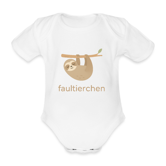 Baby Bio-Kurzarm-Body "Faultier" - Weiß