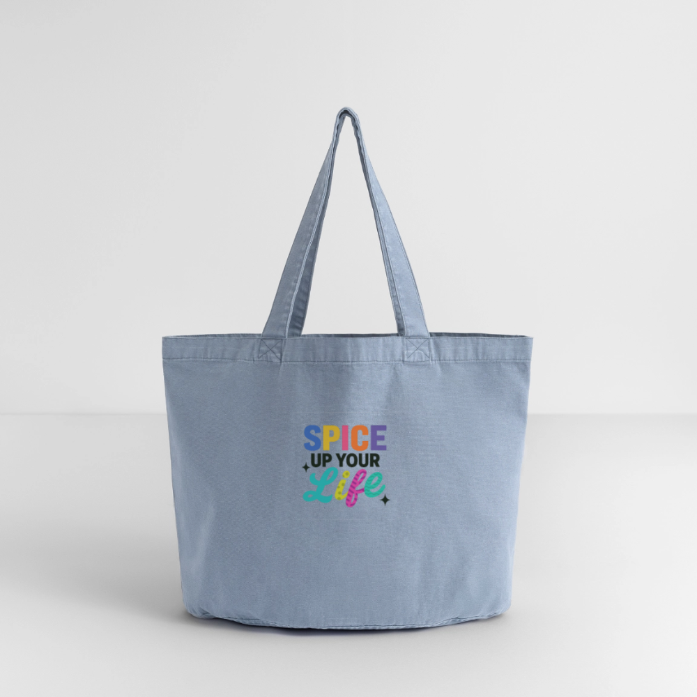 Vintage-Washed Shopper "spice up your life" - Vintage Blue