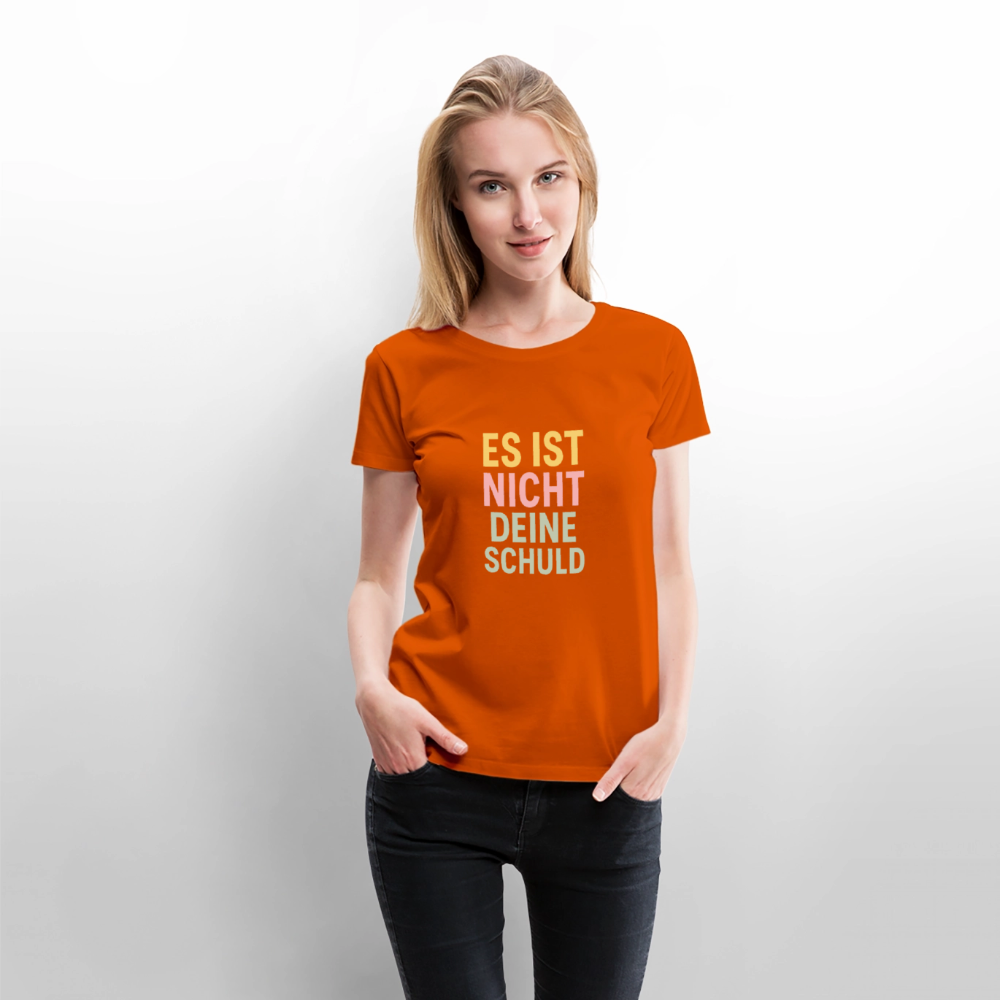 Frauen Premium T-Shirt "nicht deine Schuld" - Orange 