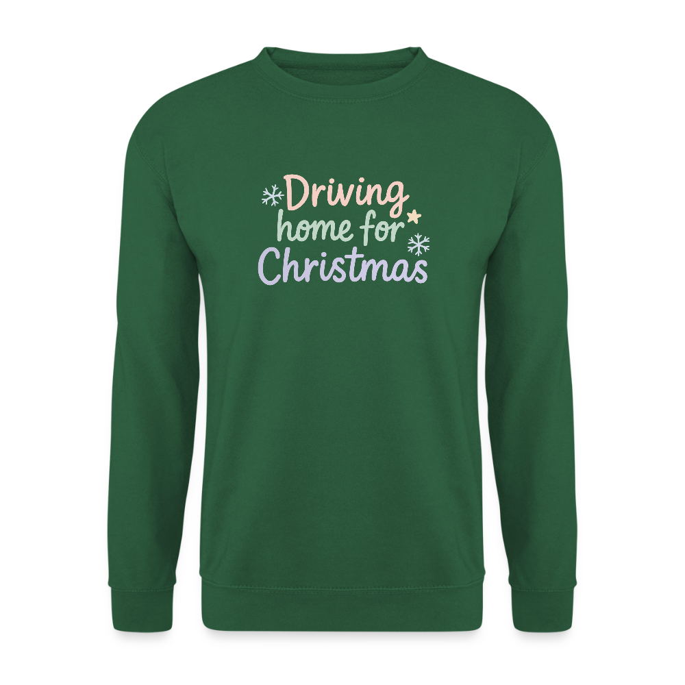 Unisex Pullover "Driving home for Christmas" - Grün