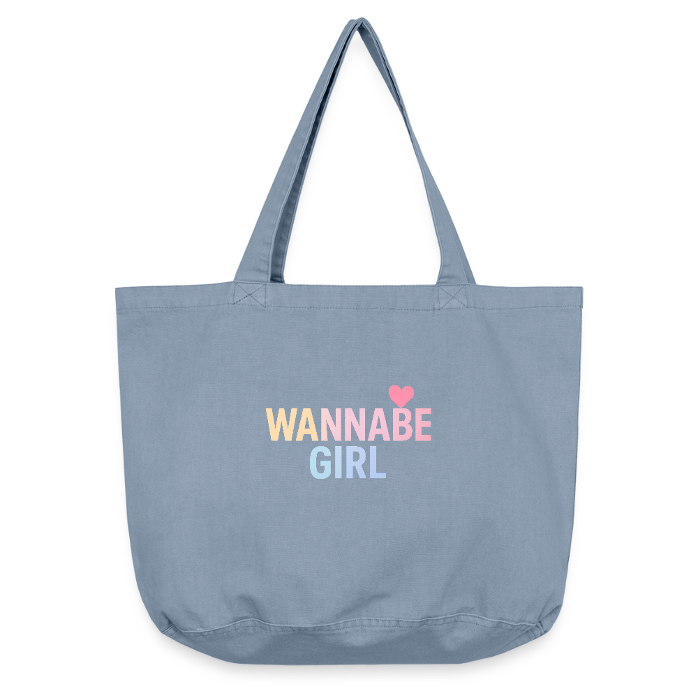 Vintage-Washed Shopper "Wannabe Girl" - Vintage Blue