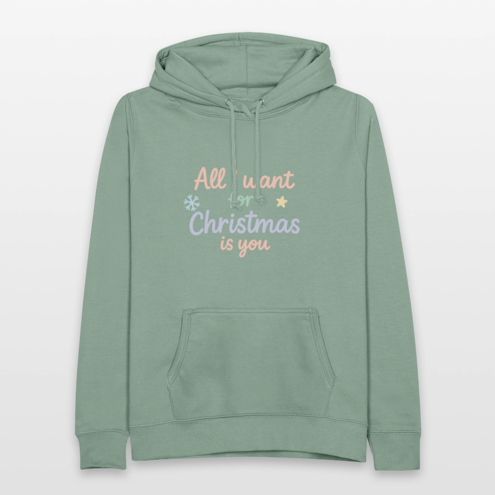 Frauen Hoodie "All I want for Christmas" - Graugrün