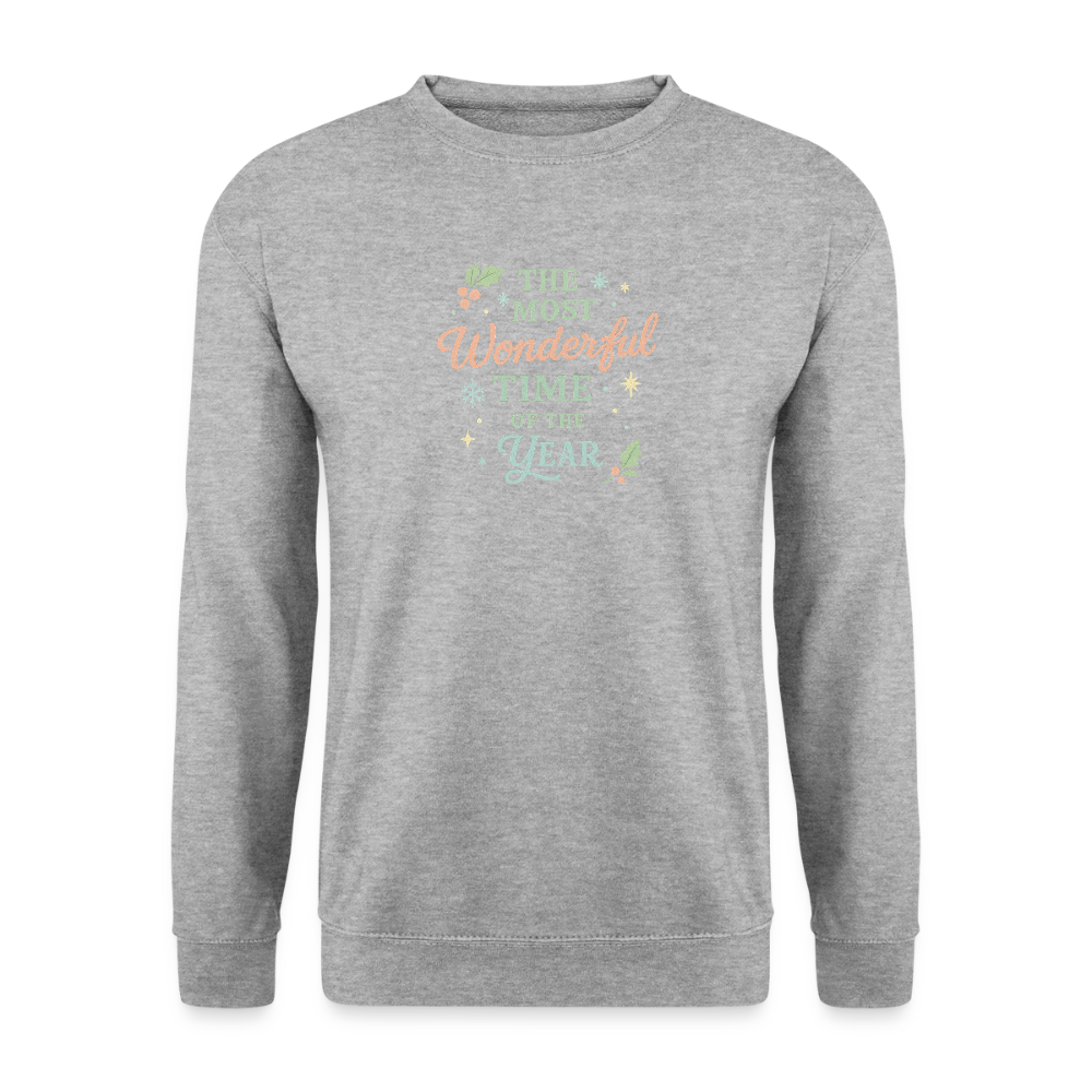 Unisex Pullover "The Most Wonderful Time" - Weißgrau meliert