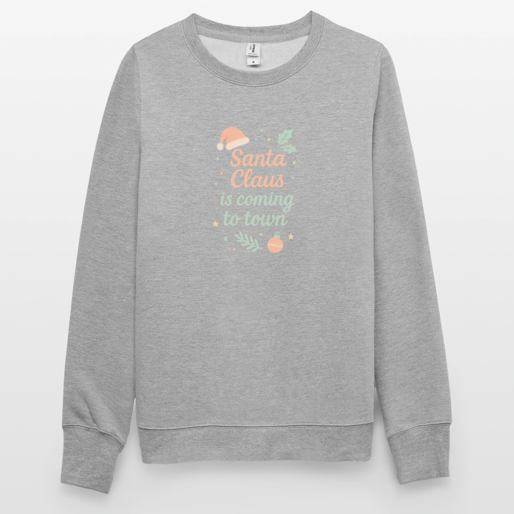 Unisex Pullover "Santa Claus is coming to town" - Weißgrau meliert