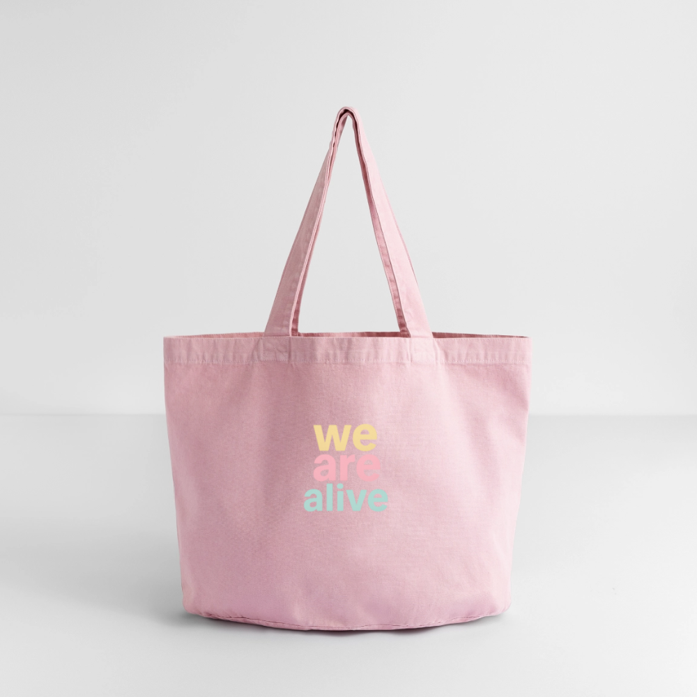 Vintage-Washed Shopper "we are alive" - Vintage Rosa