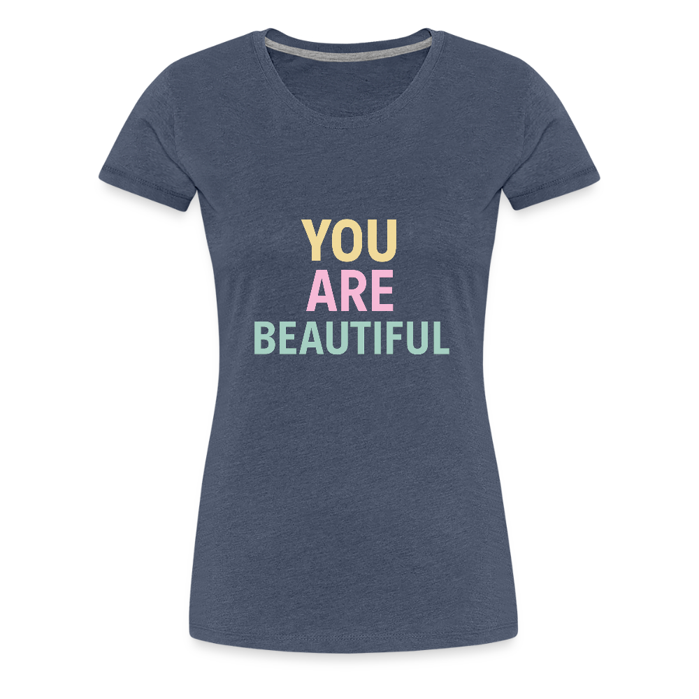 Frauen Premium T-Shirt "beautiful" - Blau meliert