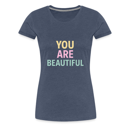 Frauen Premium T-Shirt "beautiful" - Blau meliert