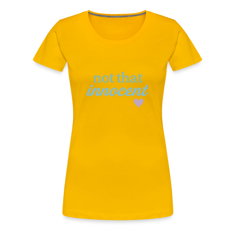 Frauen Premium T-Shirt "not that innocent" - Sonnengelb
