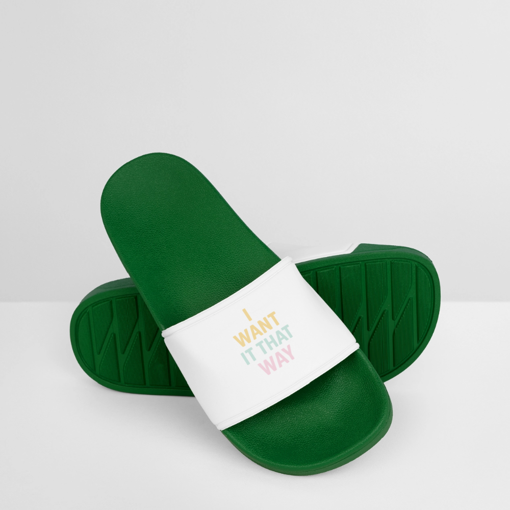 Frauen Badelatschen "I want it that way" - Dunkelgrün