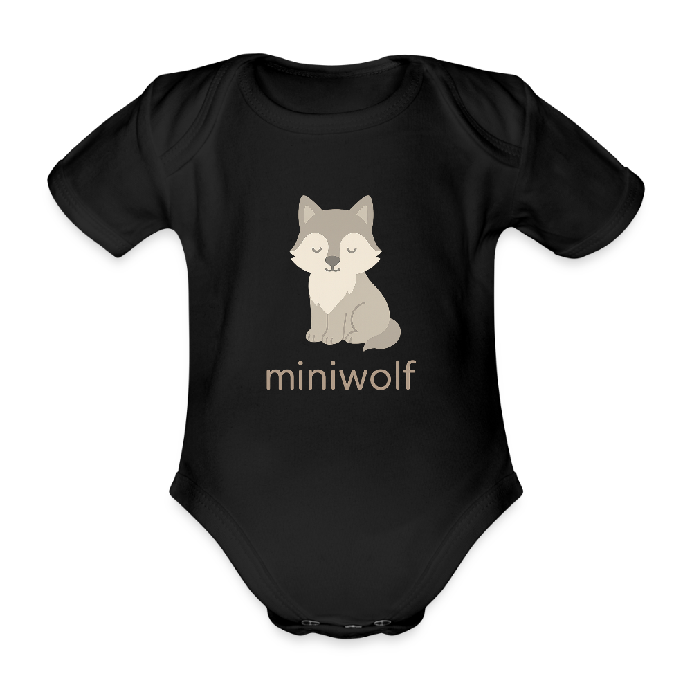 Baby Bio-Kurzarm-Body "Wolf" - Schwarz
