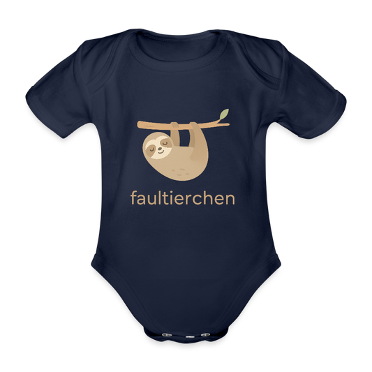 Baby Bio-Kurzarm-Body "Faultier" - Dunkelnavy