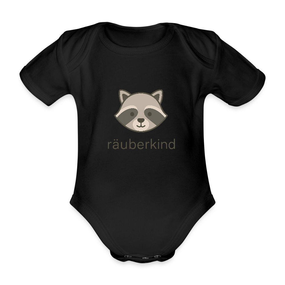 Baby Bio-Kurzarm-Body "Waschbär" - Schwarz