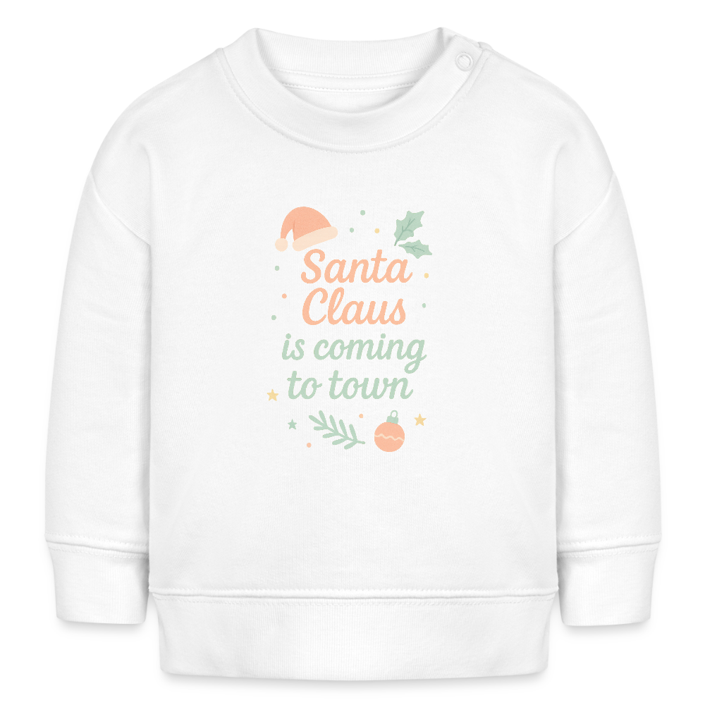 Kids Bio-Sweatshirt "Santa Claus is coming to town" - Weiß