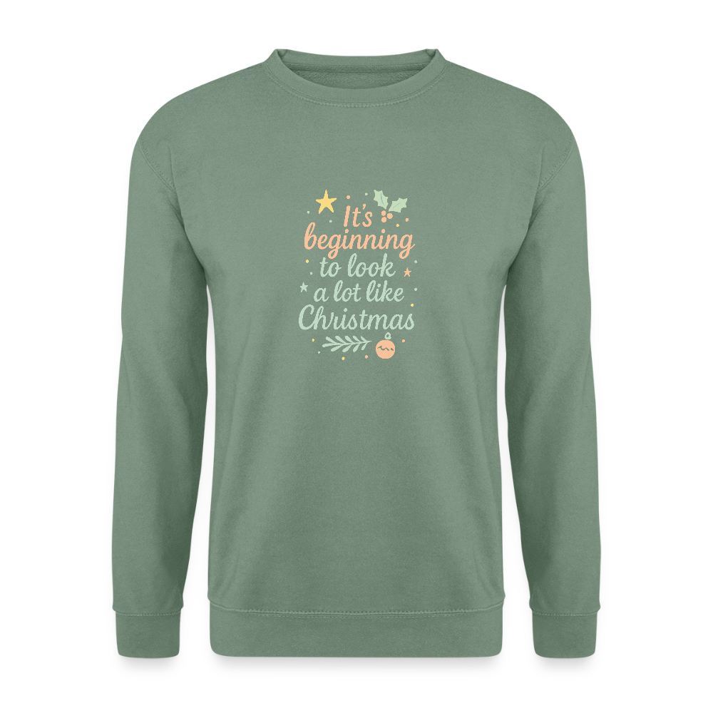 Unisex Pullover "It's beginning to look like Christmas" - Graugrün