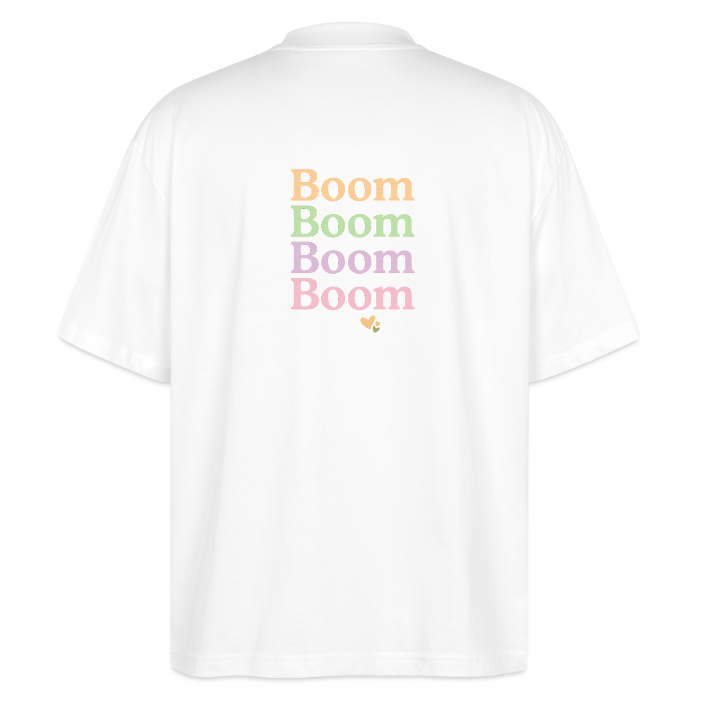 Oversized Shirt "Boom Boom Boom Boom" - Weiß