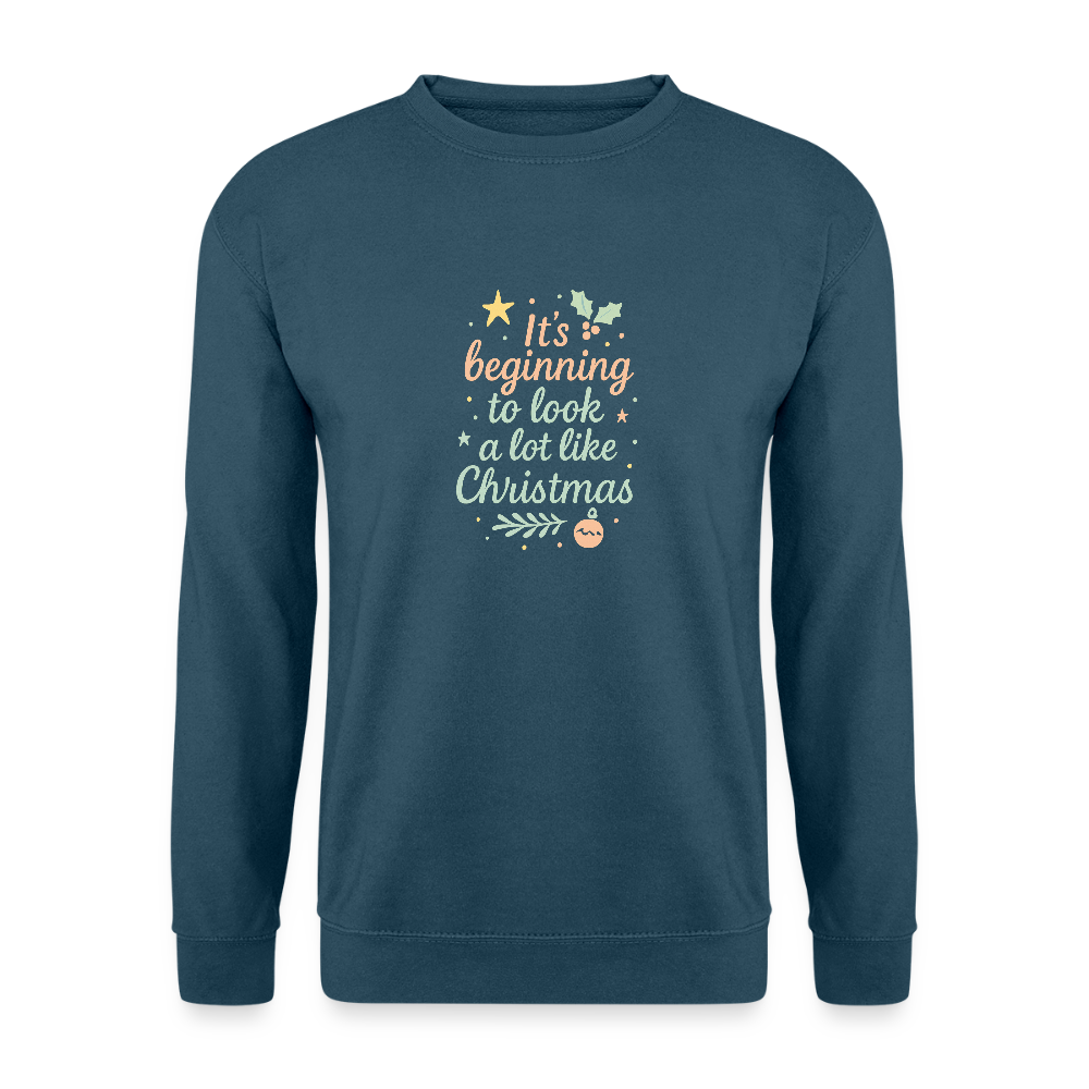 Unisex Pullover "It's beginning to look like Christmas" - Indigoblau