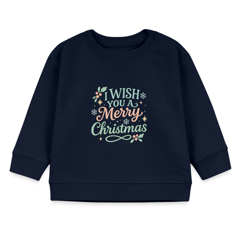 Kids Bio-Sweatshirt "I wish you a merry christmas" - Navy
