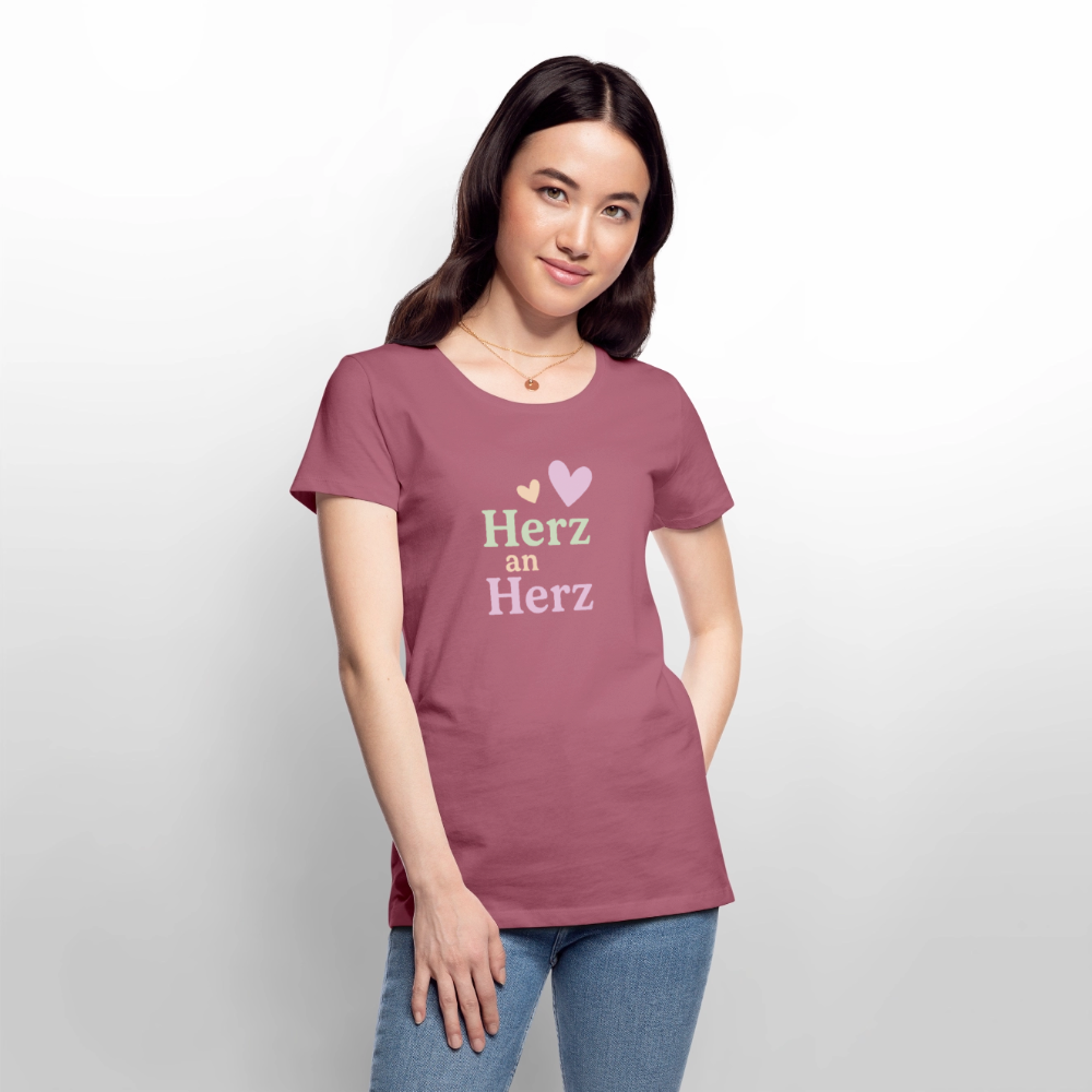 Frauen Premium T-Shirt "Herz an Herz" - Mauve