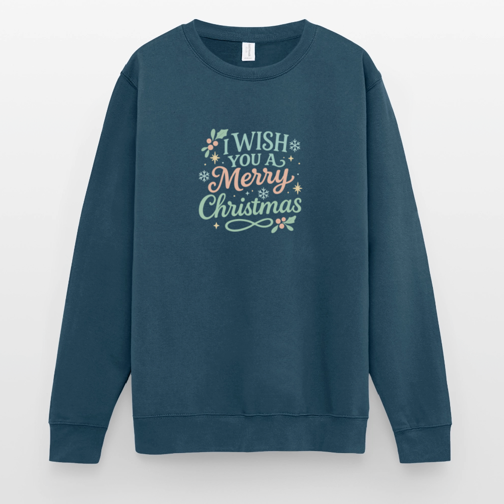 Unisex Pullover "I wish you a Merry Christmas" - Indigoblau