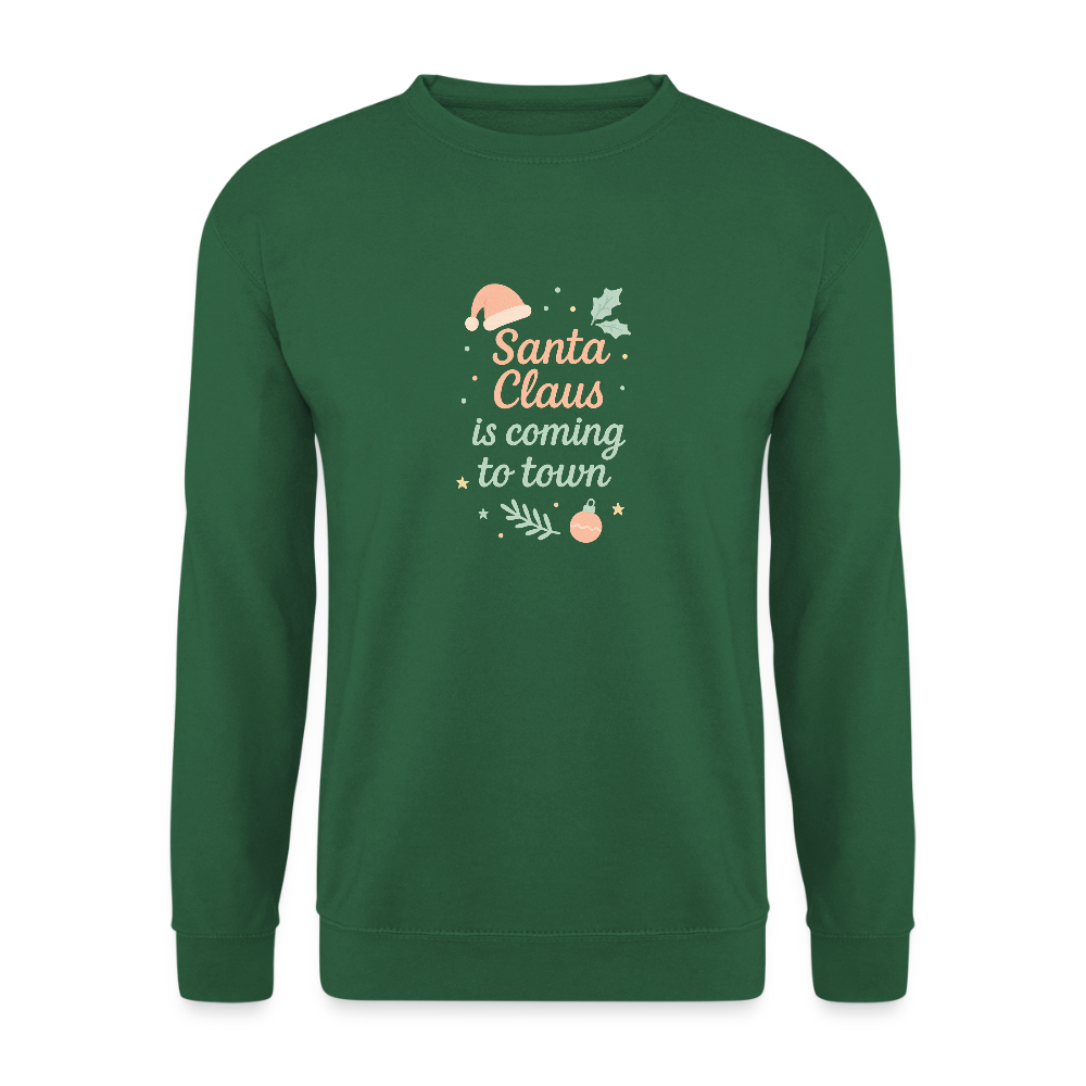 Unisex Pullover "Santa Claus is coming to town" - Grün