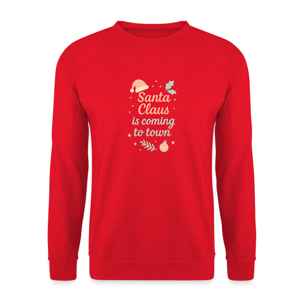Unisex Pullover "Santa Claus is coming to town" - Rot