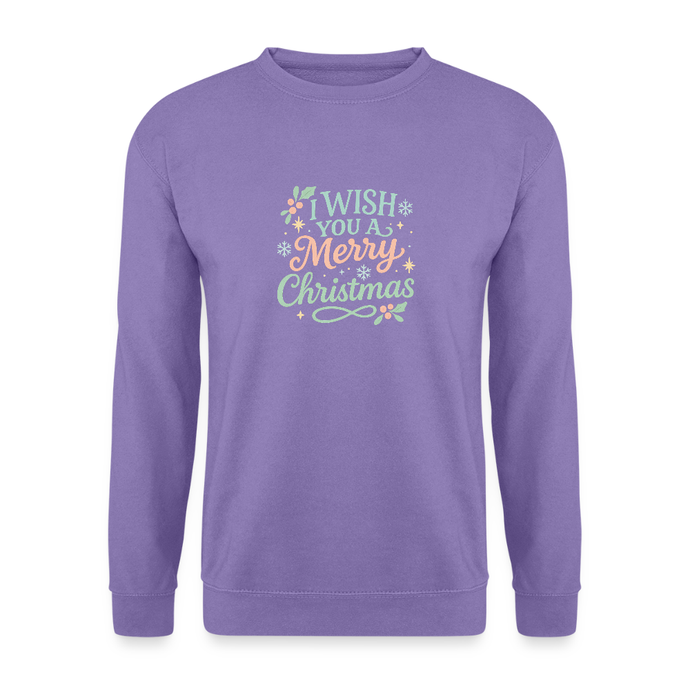 Unisex Pullover "I wish you a Merry Christmas" - Lavendel