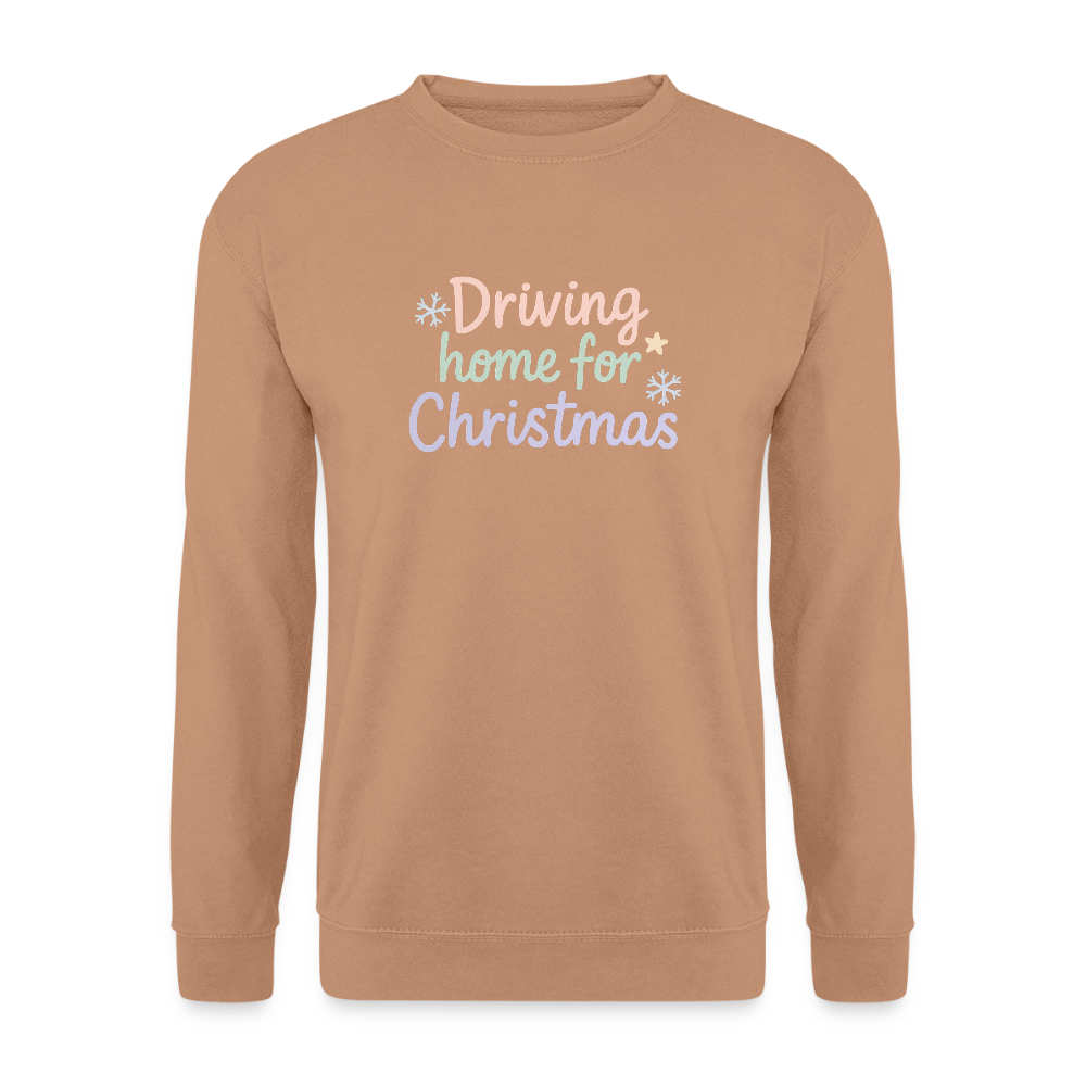 Unisex Pullover "Driving home for Christmas" - Mocca
