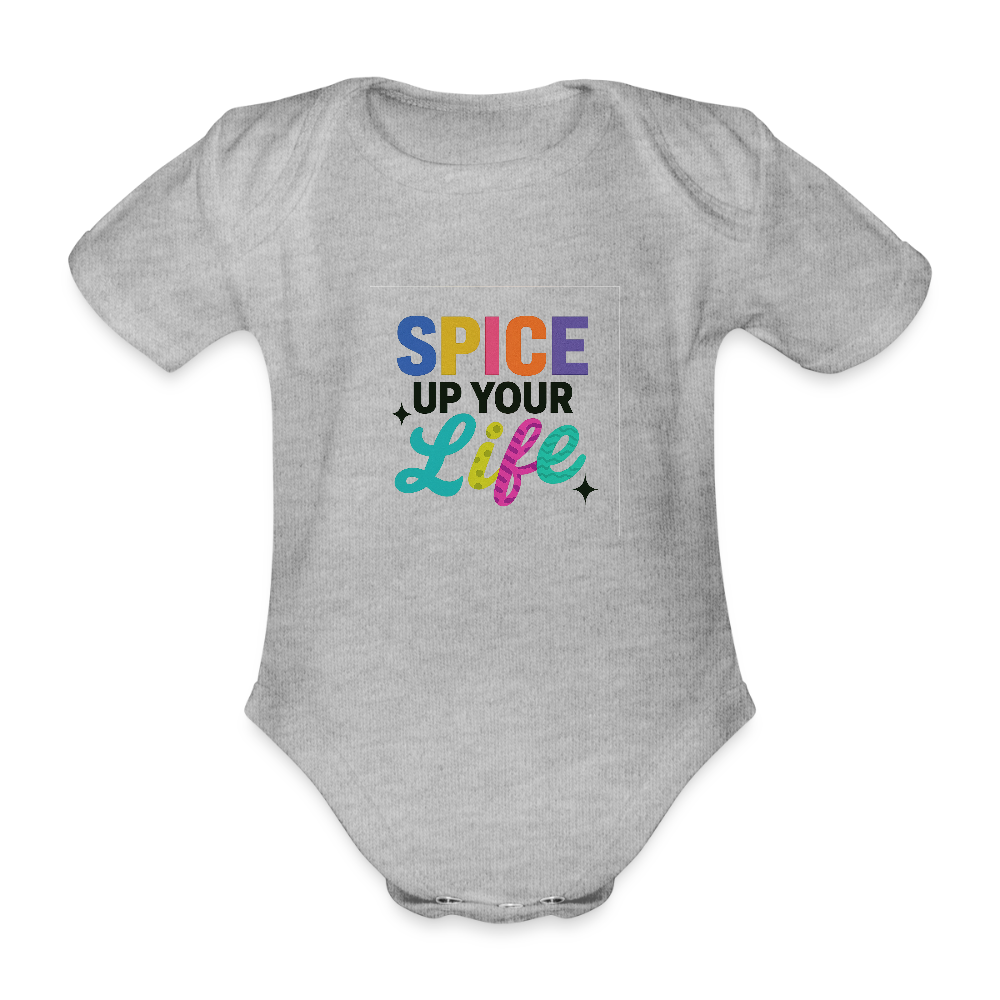 Baby Bio-Kurzarm-Body "spice up your life" - Grau meliert