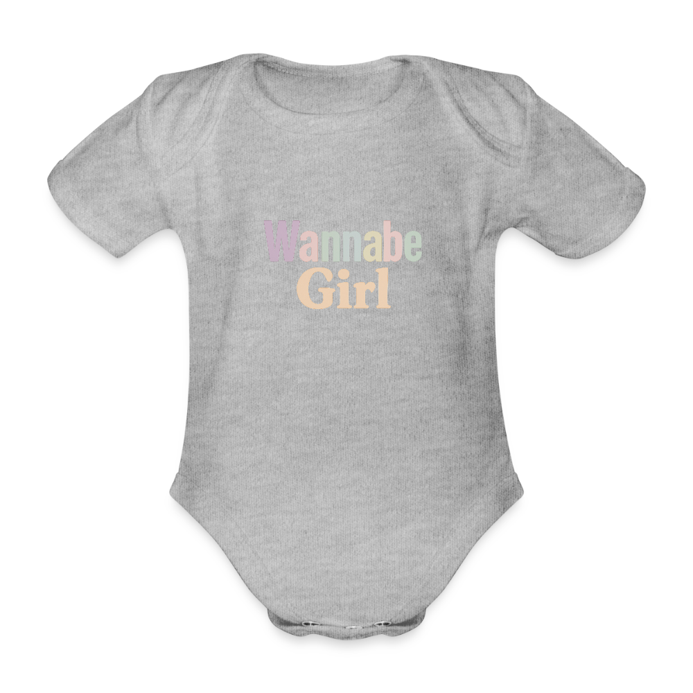 Baby Bio-Kurzarm-Body "Wannabe Girl" - Grau meliert