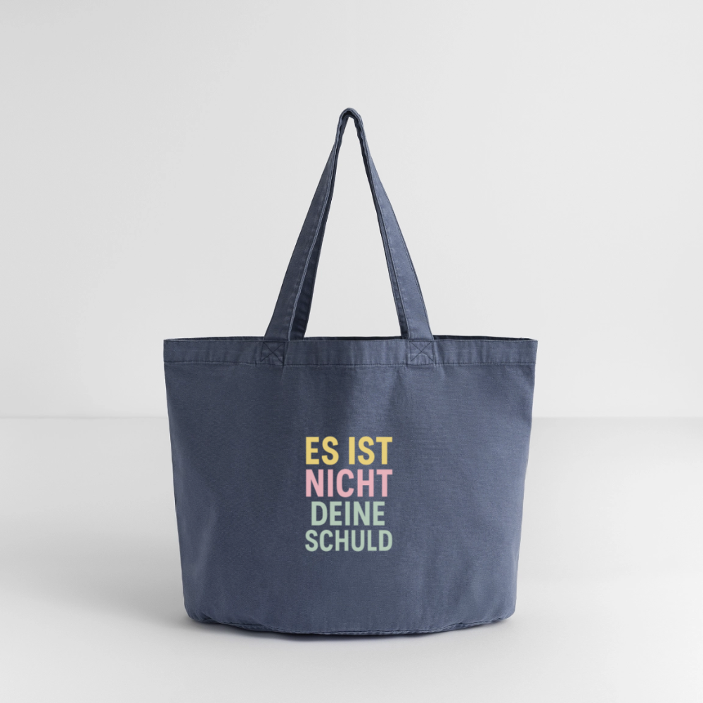 Vintage-Washed Shopper "nicht deine Schuld" - Vintage Denim