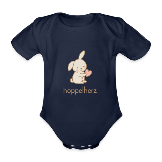 Baby Bio-Kurzarm-Body "Hase" - Dunkelnavy